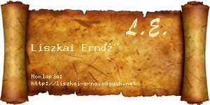 Liszkai Ernő névjegykártya